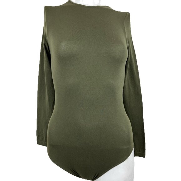 S Wolford Velvet Deluxe Crew Neck Austria Green Body Suit Vintage - Picture 1 of 5